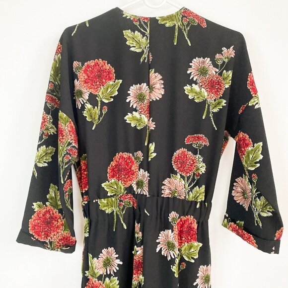 Zara DArk Florals Long Sleeve Jumpsuit S - Picture 9 of 10